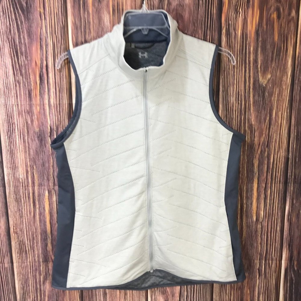 Under Armour Zip Front Running Vest Mens Size L Large Gray Sleeveless